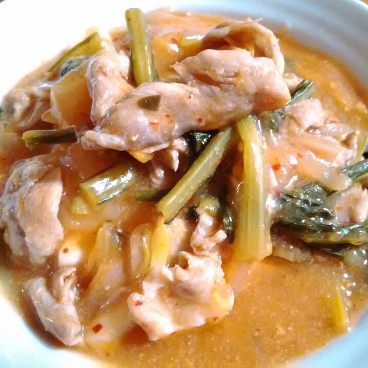 ★小松菜たっぷりの豚キムチあん豆腐★ 丼にも!